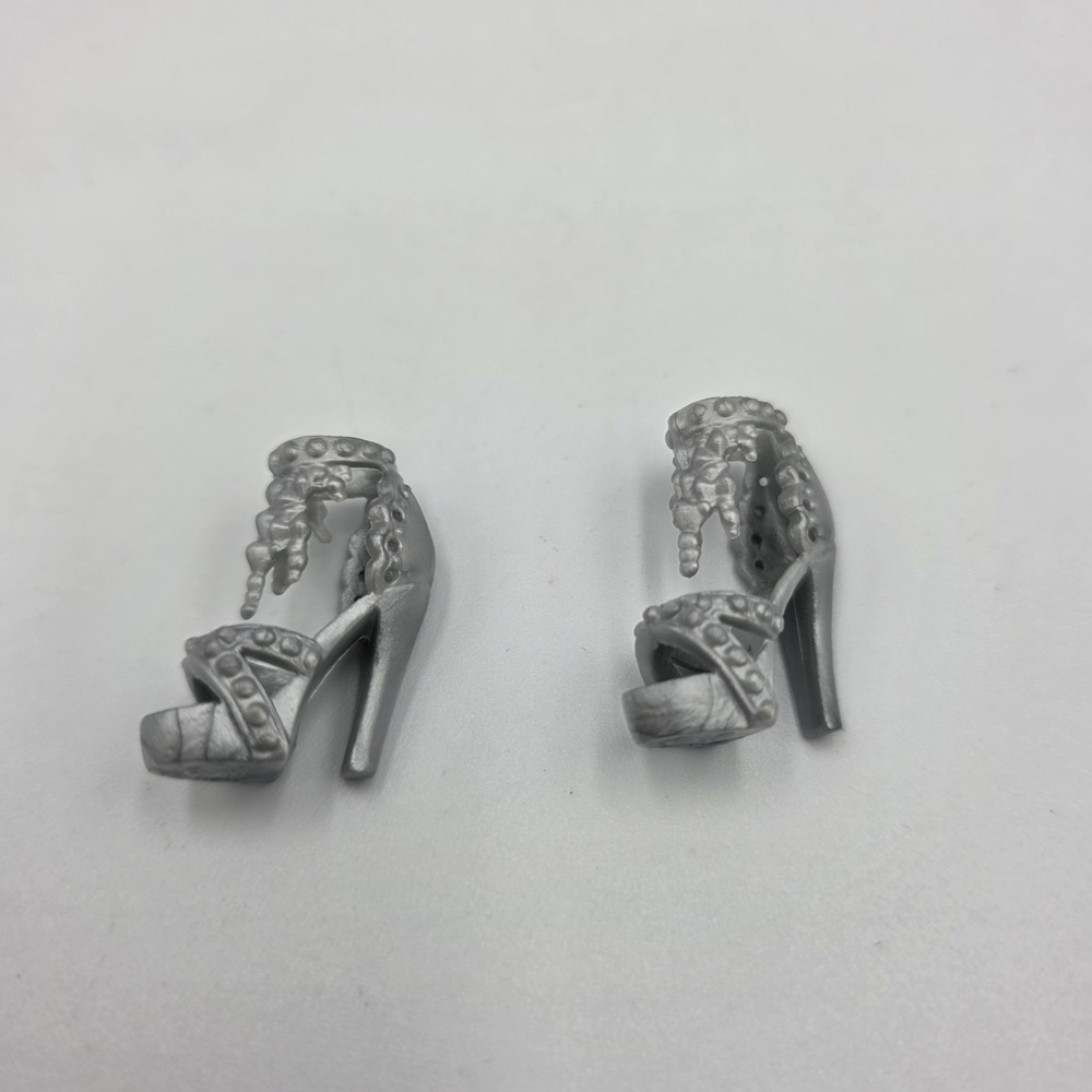 Barbie Shoes Silver Gray Strappy High Heels Platforms Sandals Fashionistas